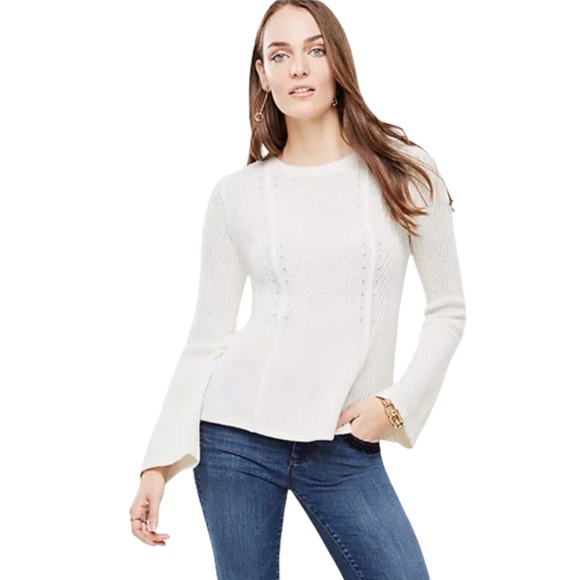 Ann Taylor ribbed peplum pullover sweater m